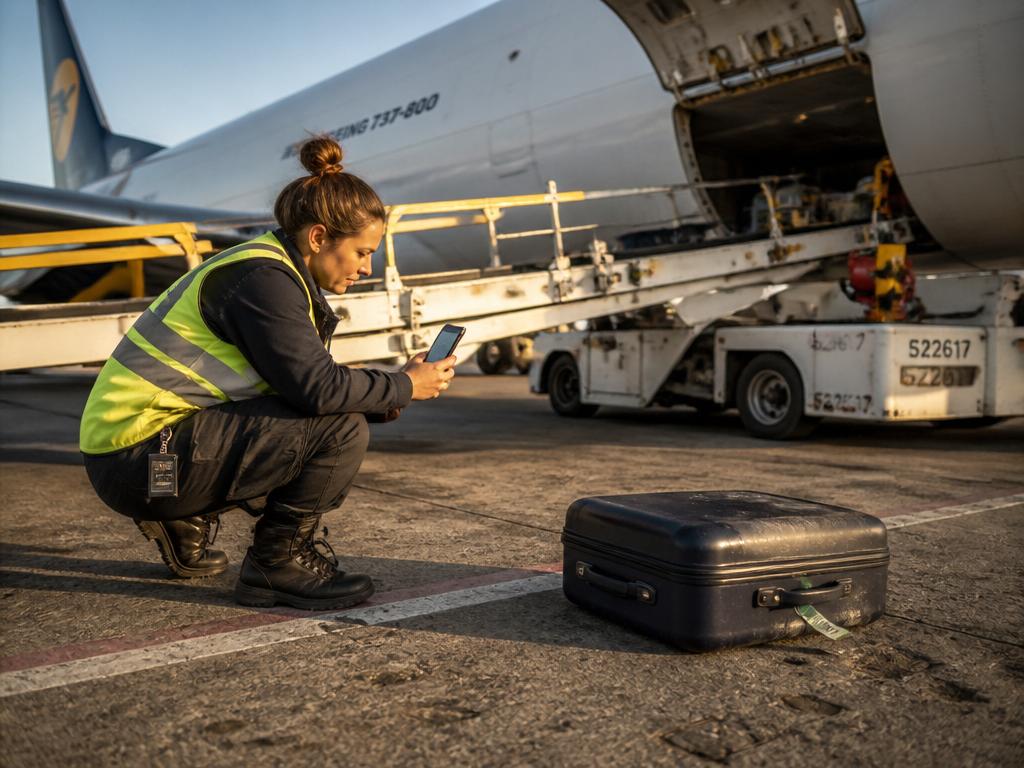 L'agent photographie le bagage perdu